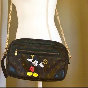 Mickey Mouse on authentic LV Marly Dragonne bag